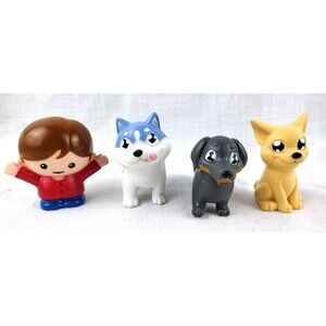 Kids Toy Lot Rubber Figure Boy Puppy Dogs Husky Chihuahua Dachshund Vintage